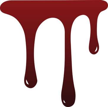 Red blood drip isolated on transparent background. Realistic liquid dripping border for Halloween, horror graphics, spooky decorations and creative design. Vector EPS 10