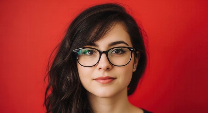 Young Woman with Glasses Portraying Confidence and Intelligence
