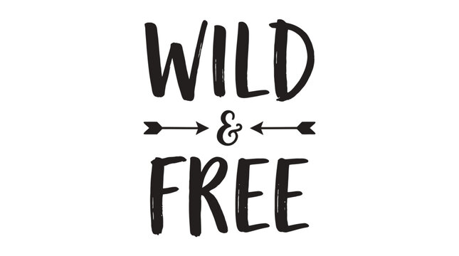 Wild and free typography design featuring bold hand drawn lettering with black arrow graphic icons
