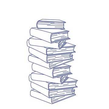 stack of books of a sketch a illustration vector black white