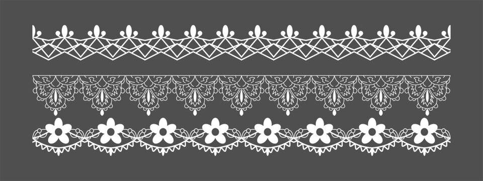 Border frame pattern for lace scallop cute and line vector heart. Edge bow crochet for brush circle ornate and icon coquette pink. Scallop border shape for lace vintage design and white wave stripe.