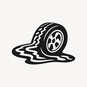 Melting tire graphic illustration.
