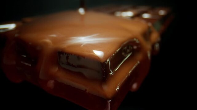 Close up shot of melting chocolate bar