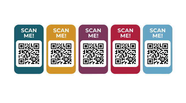 Colorful QR Code Tags in Row