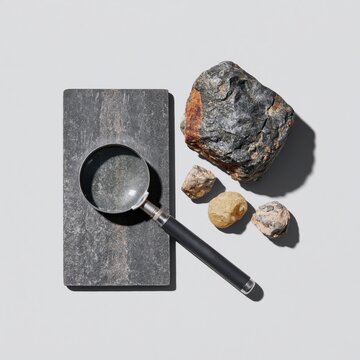 Streak Plate and Hand Lens with Neutral Rock Chips for Geology
