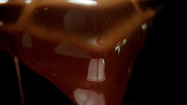 Close up shot of melting chocolate bar