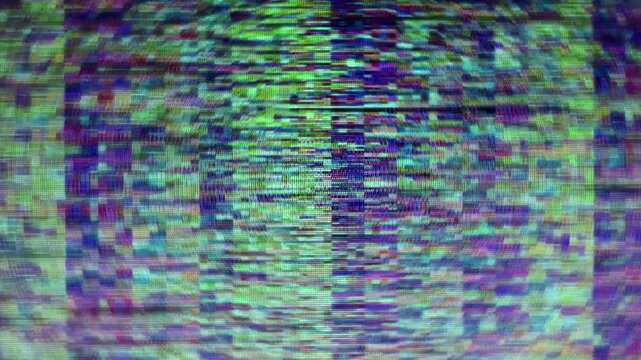 Creative glitch transition with colorful RGB split animation and digital signal distortion