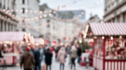 Fototapeta premium Abstract blurred Christmas market in London with colorful festive lights.