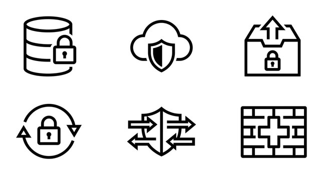Data Security and Cloud Privacy Icon Set