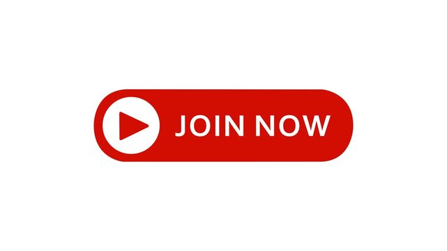join now button animation for video channel. join now text reveal animation, social media. Flat Design join now. join now icon Animation, 4k join now Push Buttons. red join now icon button. HD video.