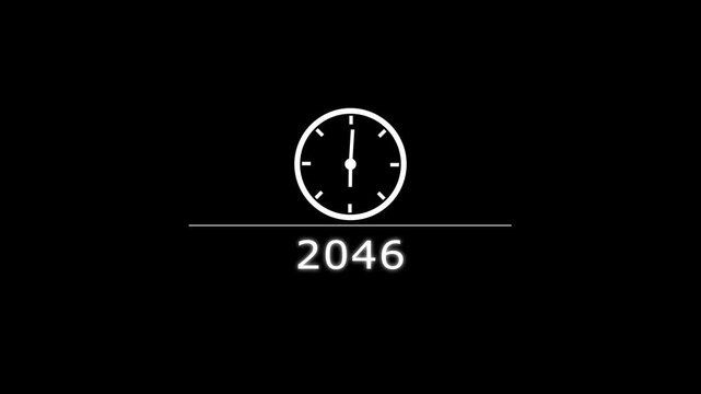 Counting clock icon animation. Counting years from 2026 to 2065 animation. Counting year's clock number. and creating a stunning animation 4k animation .