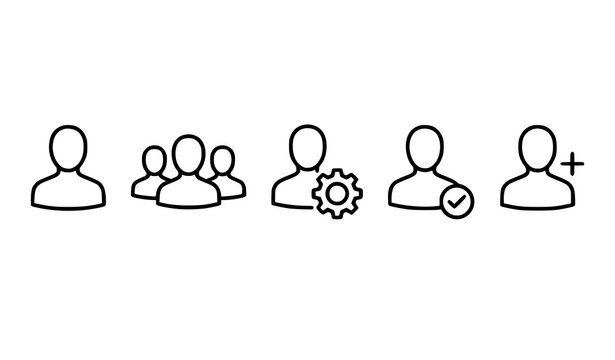 User Profile Icon Outline Vector Set Modern Account Team Web Mobile App UI Asset Minimalist