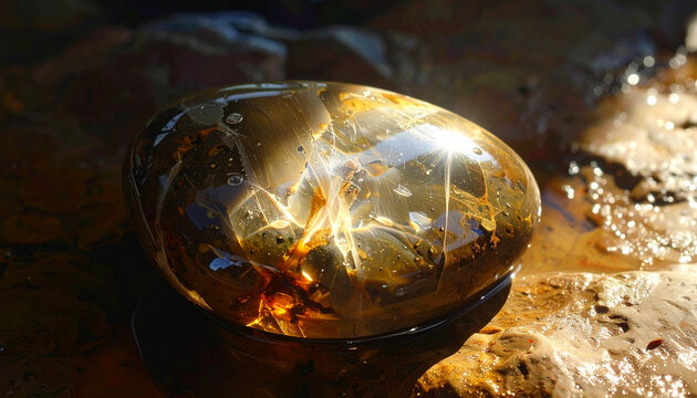 Polished stone illuminated sunlight