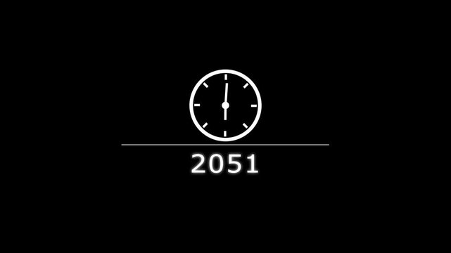 Counting clock icon animation. Counting years from 2026 to 2075 animation. Counting year's clock number. and creating a stunning animation 4k animation .