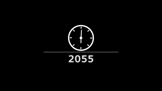 Counting clock icon animation. Counting years from 2026 to 2084 animation. Counting year's clock number. and creating a stunning animation 4k animation .