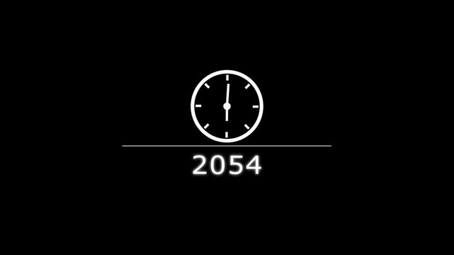 Counting clock icon animation. Counting years from 2026 to 2082 animation. Counting year's clock number. and creating a stunning animation 4k animation .