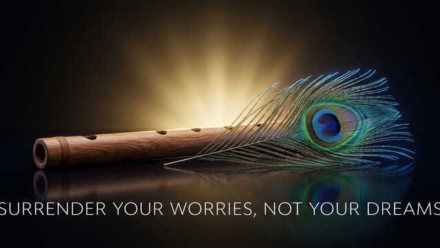 Krishna Flute and Peacock Feather &ndash; Faith Inspirational Spiritual Banner