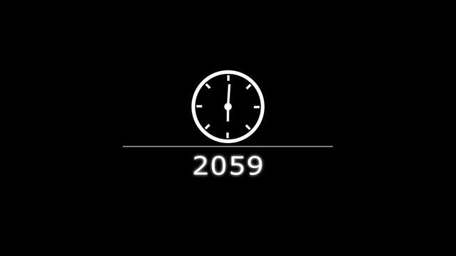 Counting clock icon animation. Counting years from 2026 to 2091 animation. Counting year's clock number. and creating a stunning animation 4k animation .