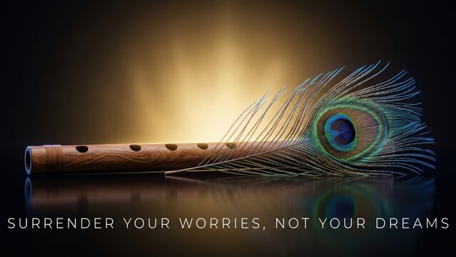 Krishna Flute and Peacock Feather &ndash; Faith Inspirational Spiritual Banner