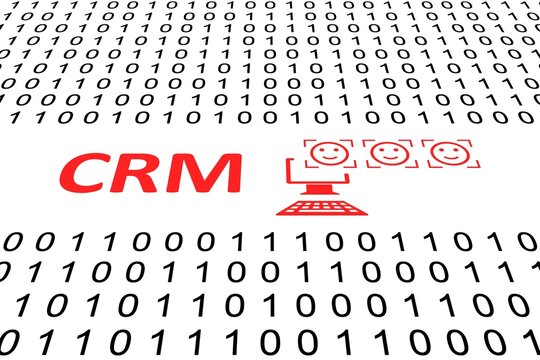 CRM concept binary code 3d illustration