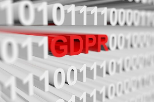 GDPR binary code blurred 3d illustration