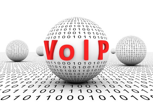 VoIP conceptual sphere binary code 3d illustration