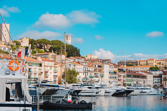 luxury yachts line the Vieux Port in Cannes