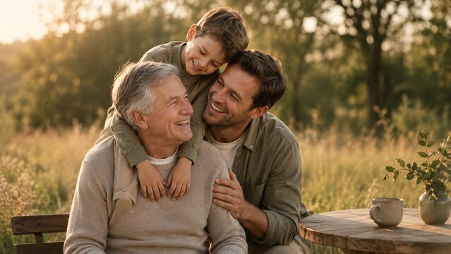Three generations of men together