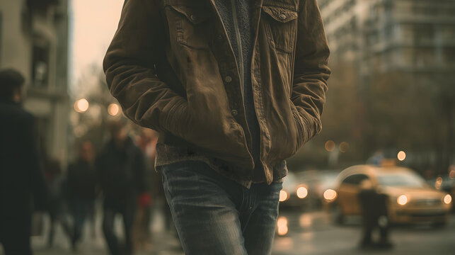 person walking in city casual clothes natural candid shot