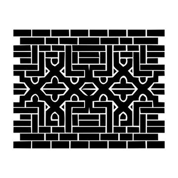 Brick Wall Pattern Black Silhouette Pakistan Vector Icon