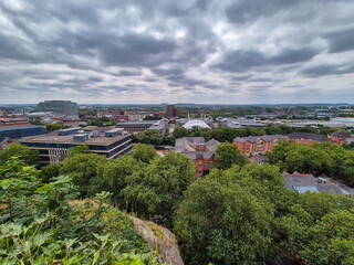 Aerial View from Nottingham Castle Over Historic and Modern City Architecture in Nottingham, UK © Frank Goma