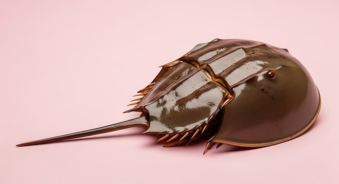 Horseshoe crab on pale pink background