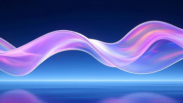 Flowing rainbow wave in futuristic blue space