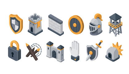 Flat design icons of security and technology symbols. © zenbow_studio