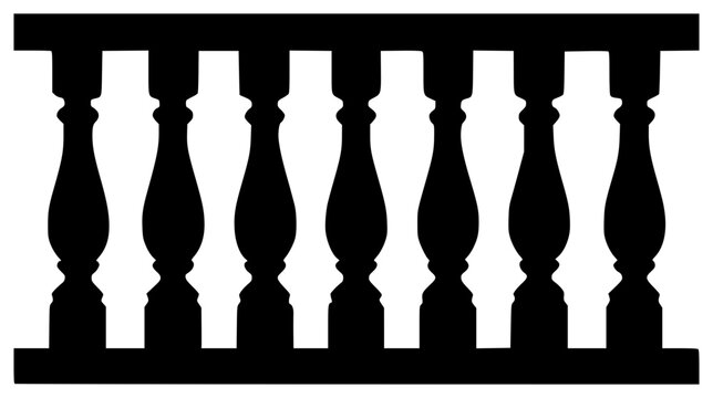 Stair Railing black silhouette vector illustration, simple flat clipart design isolated on white background