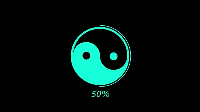 yin yang spinning around animation video, motion graphic icon animation  Black Background