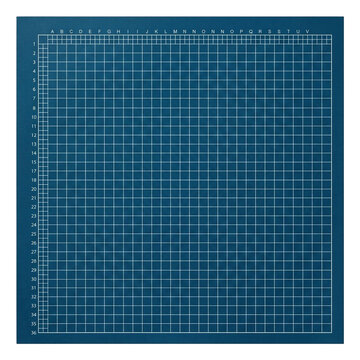 Blue grid paper background. Technical drafting graph paper with white lines.