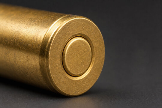 Macro view of brass cartridge casing base