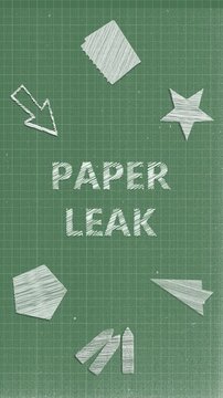 Paper Leak Text Concept on Greenboard with Hand-Drawn Chalk Scribble Icons Animation, Vertical Video