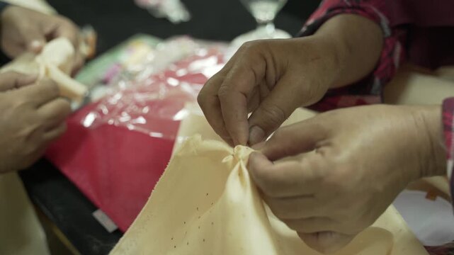 mothers make some handicraft on the handicraft class