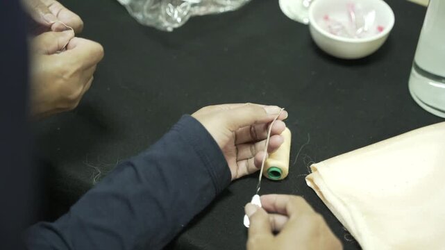 mothers make some handicraft on the handicraft class