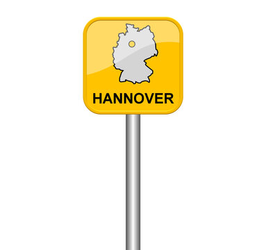 Hannover - Schild mit Lage auf Deutschlandkarte