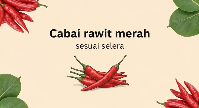 Red chili peppers with leaves
