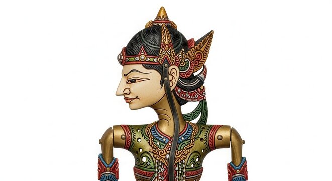 Intricate Wayang Kulit Puppet, Traditional Indonesian Shadow Puppet Art