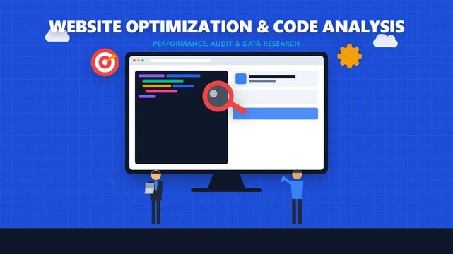 Website optimization and code analysis illustration.