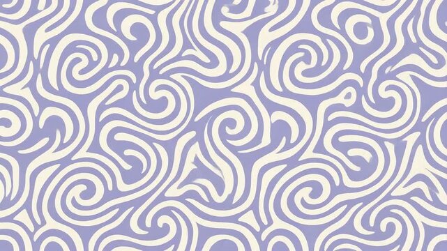 Abstract seamless pattern with swirling lines in shades of purple and cream, creating a hypnotic and organic design.
