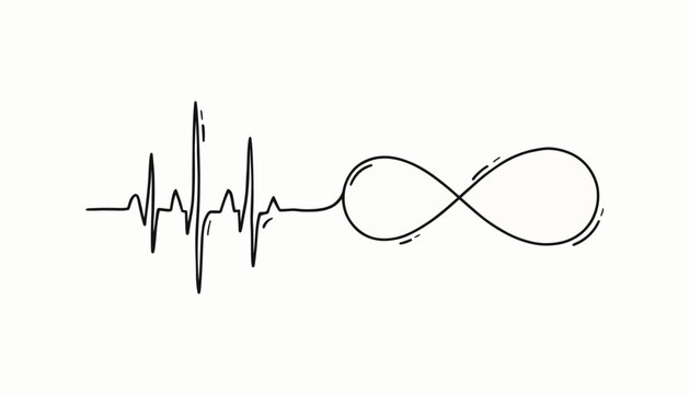 Infinity heartbeat line vector, continuous line heart pulse and infinity symbol, medical life concept illustration