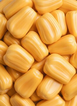 Fresh ripe jackfruit pods background with detailed tropical fruit texture
