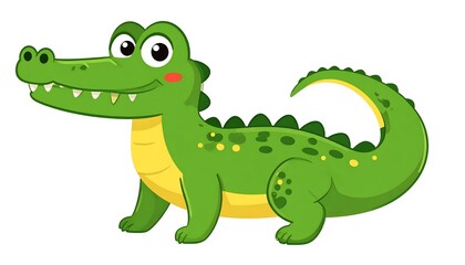 Fototapeta premium Cute green dinosaur character illustration isolated.