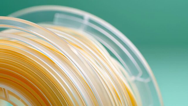 Transparent and yellow plastic slices against green background